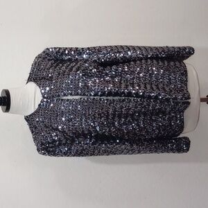 Vintage Rimini Blazer Jacket with Silver Sequins, Size 10
